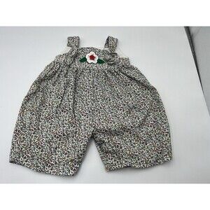Vintage Girls Floral zu Overalls Embroidered Size 12M Baggy Fit 90s Retro